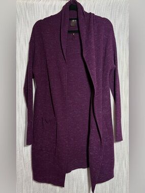 CALIA by Carrie Underwood Open-Front Longline Cardigan - Plum